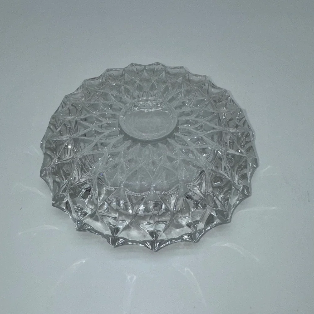 Large Clear Glass Ashtray Heavy 4‎ Rests Round Circular 7